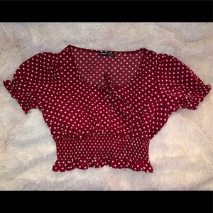 Tie Neck Polka Dot Crop Top